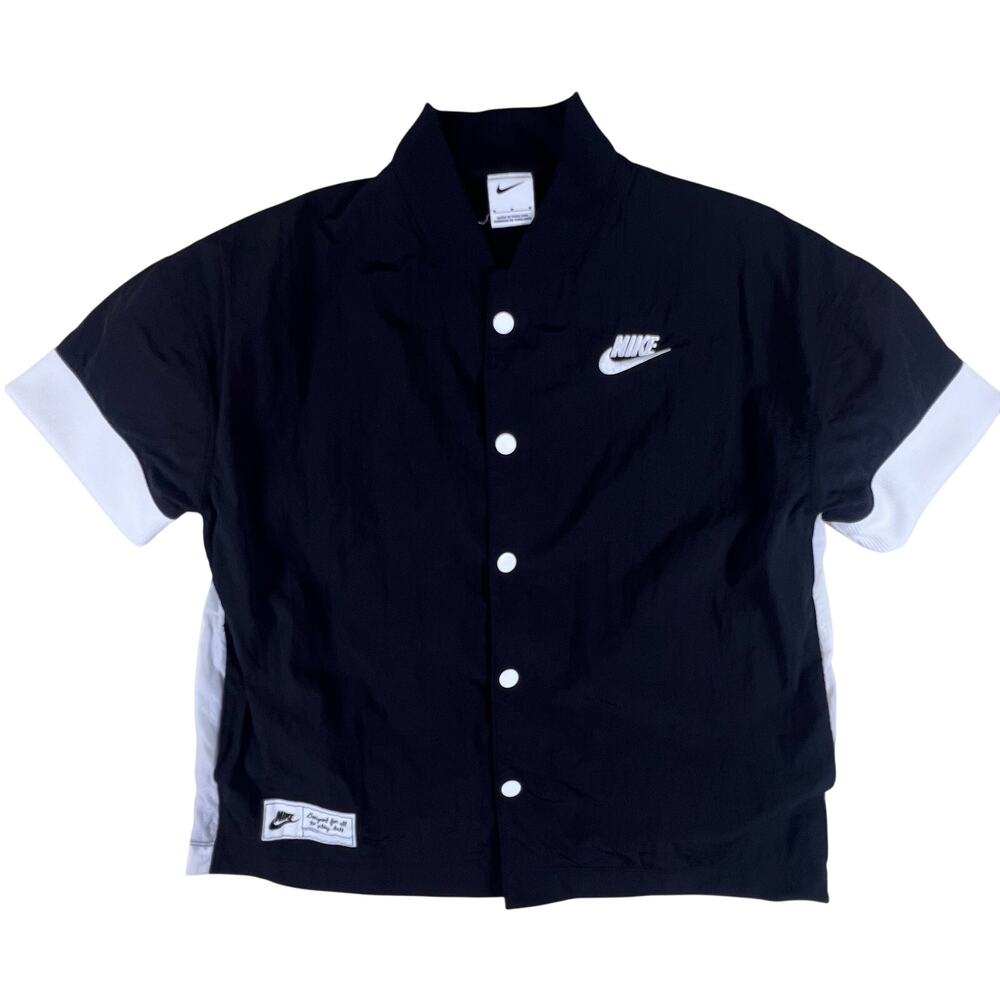 Nike Youth Basketball Warm Up Jacket M | Black Snap Nylon Mesh Lined Panther